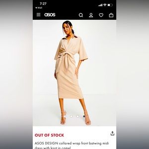 ASOS Wrap MIDI Dress Camel Tan